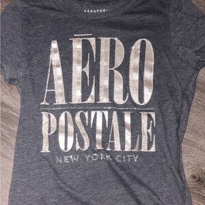 Aeropostale Gray Tee with Shimmery Silver Logo